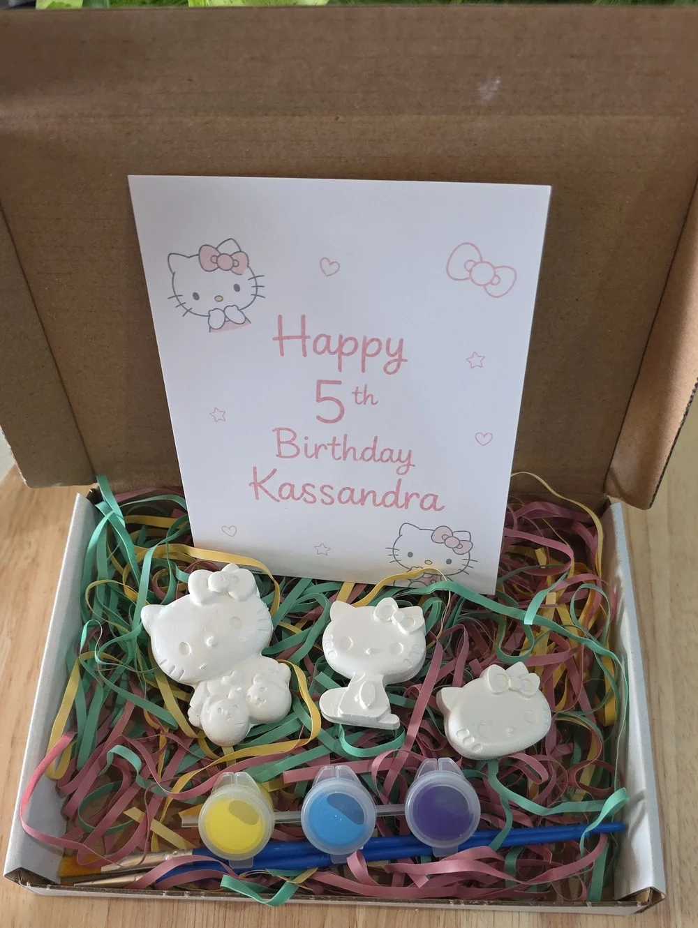 Kids Kitty Birthday Party Favor DIY Paint Kit 3 Plaster Cats Personalized Craft